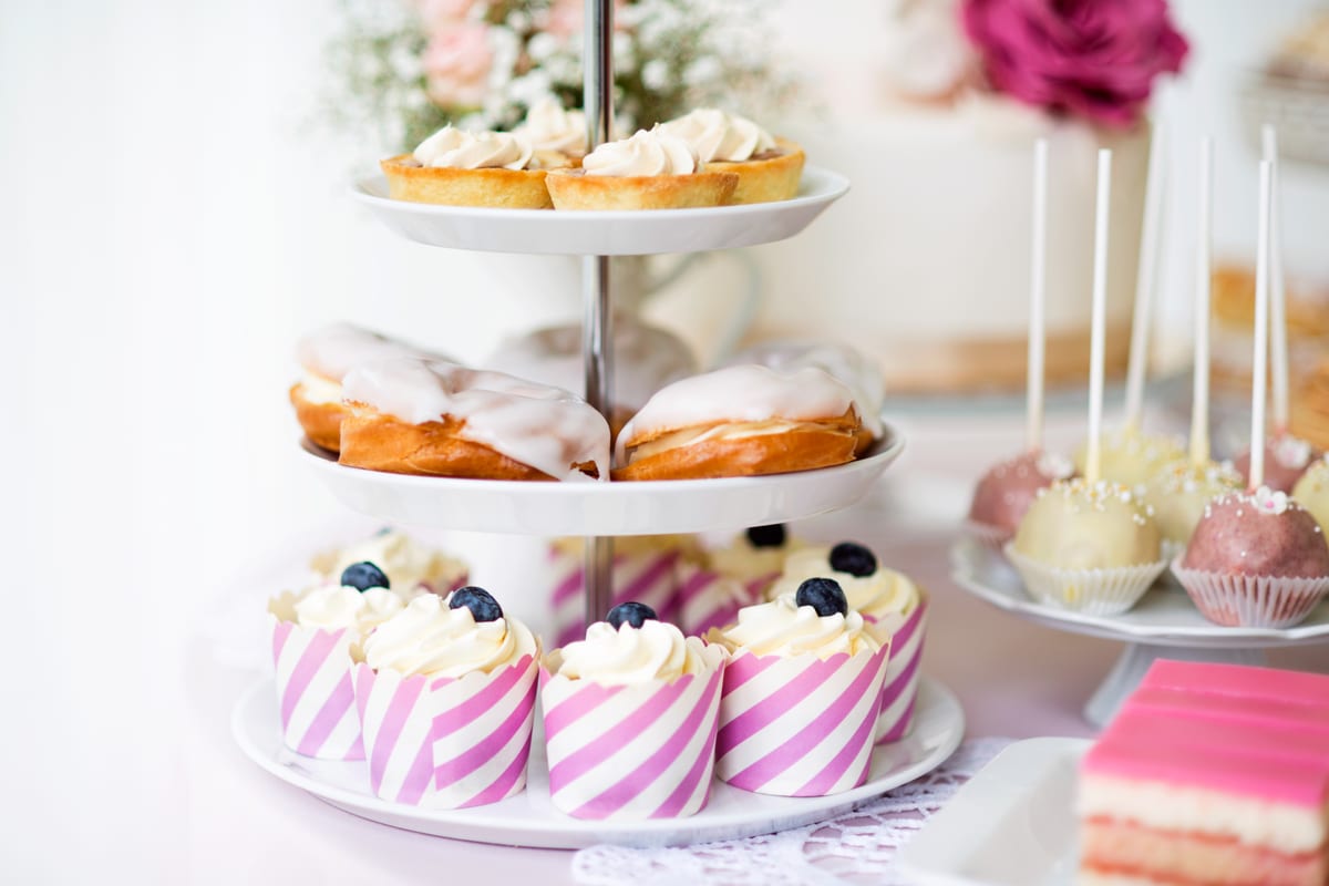 Hire candy cart — delicious treats on tiered serving platter for parties and events in Johannesburg, Sandton and Randburg