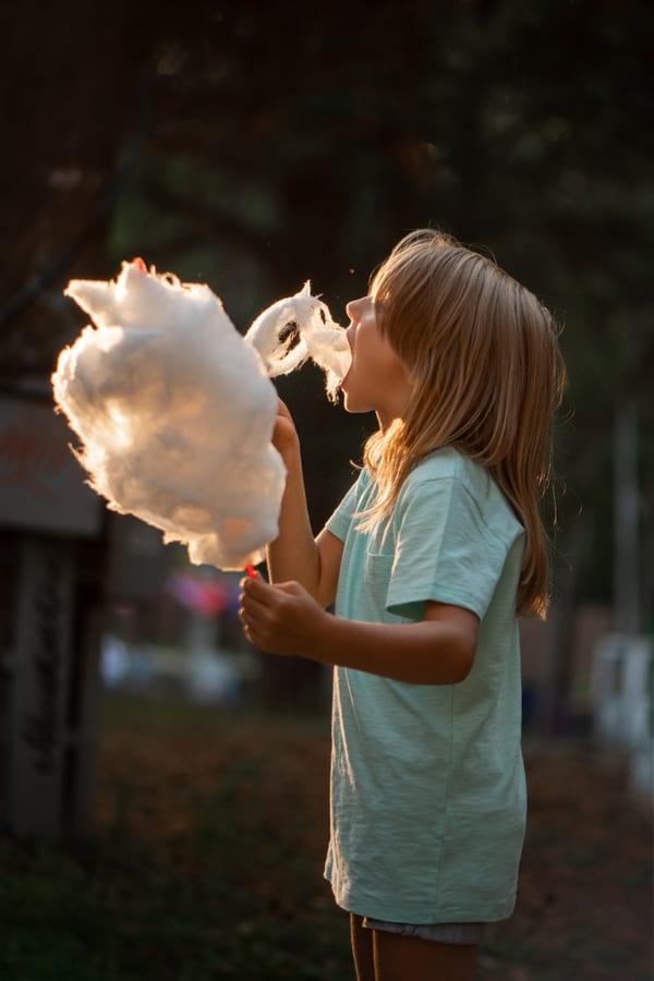 Candy Floss Machine hire — girl in the summer in the park at sunset eating co | Panda Party Hire Hire candy floss machine — girl in the summer in the park at sunset eating co for parties and events in Johannesburg, Sandton and Randburg