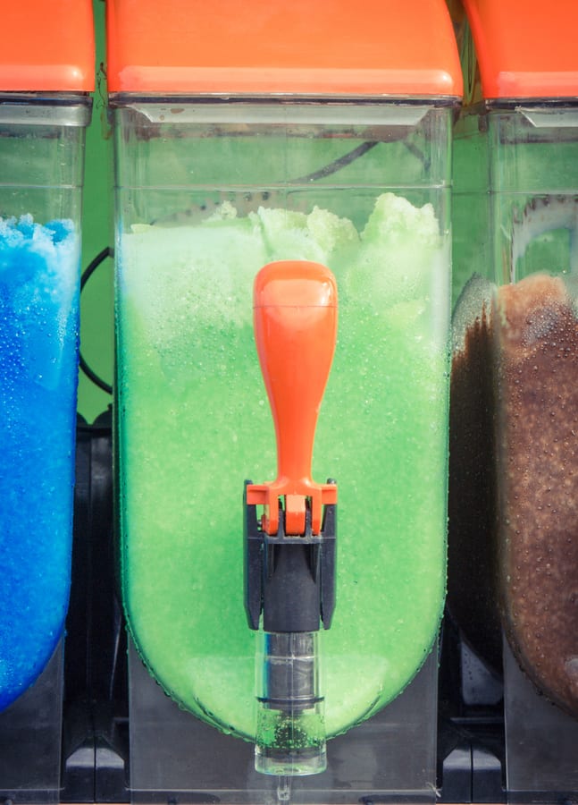 Slush Machine hire — slushy machine with blue green and brown flavors | Panda Party Hire Hire slush machine — slushy machine with blue green and brown flavors for parties and events in Johannesburg, Sandton and Randburg