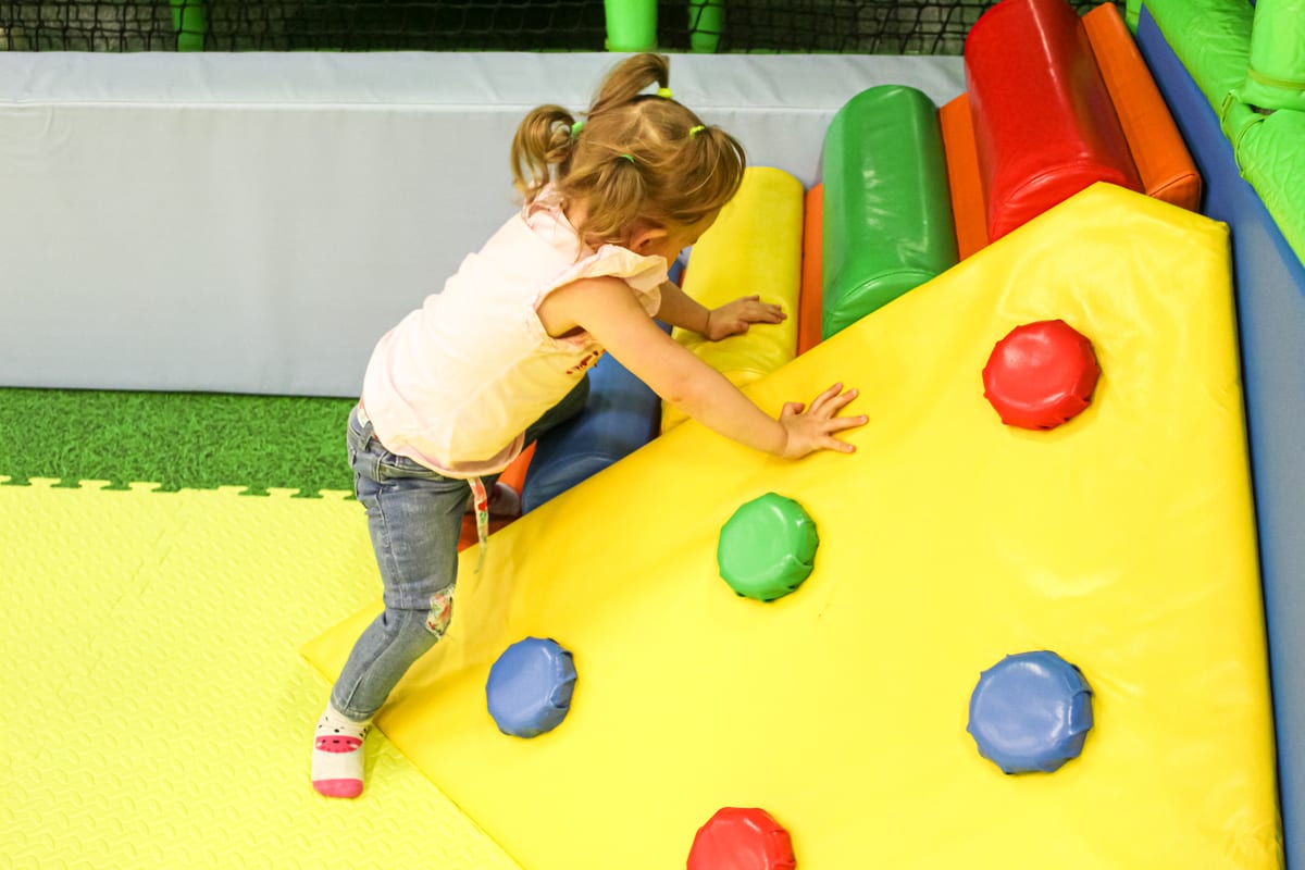 Hire soft play equipment — a little girl of three years old plays in the play for parties and events in Johannesburg, Sandton and Randburg