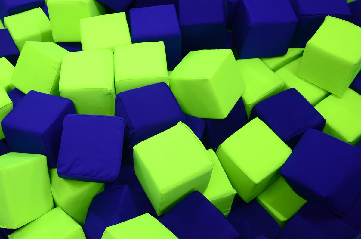 Hire soft play equipment — many colorful soft blocks in a kids ballpit at a for parties and events in Johannesburg, Sandton and Randburg