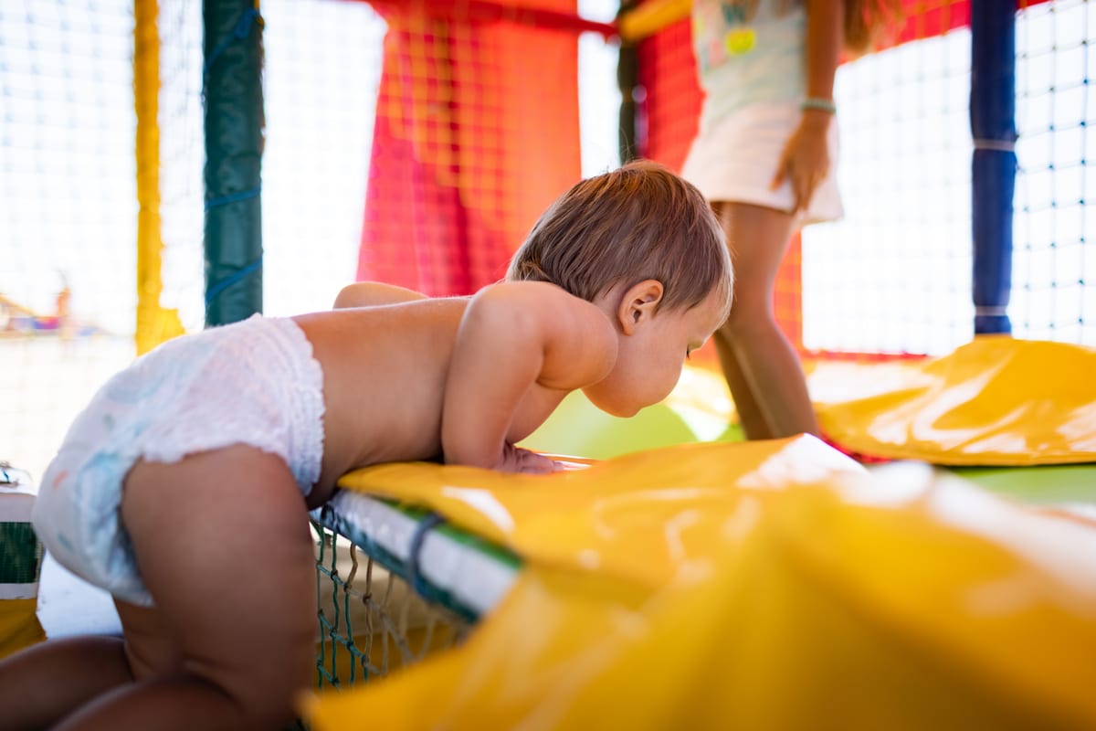 Hire soft play equipment — toddler crawling and playing on indoor playground for parties and events in Johannesburg, Sandton and Randburg