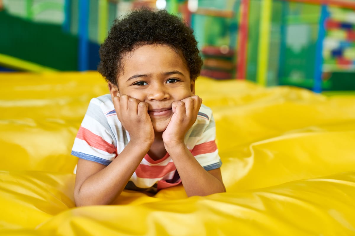 Hire soft play equipment — cute little boy in bouncy castle for parties and events in Johannesburg, Sandton and Randburg