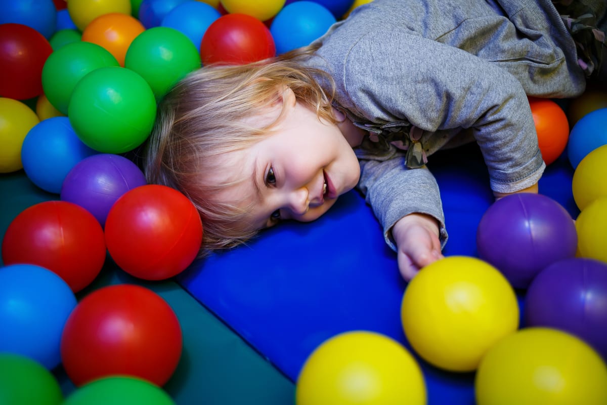 Hire soft play equipment — little girl 2 years old plays in a children s area for parties and events in Johannesburg, Sandton and Randburg
