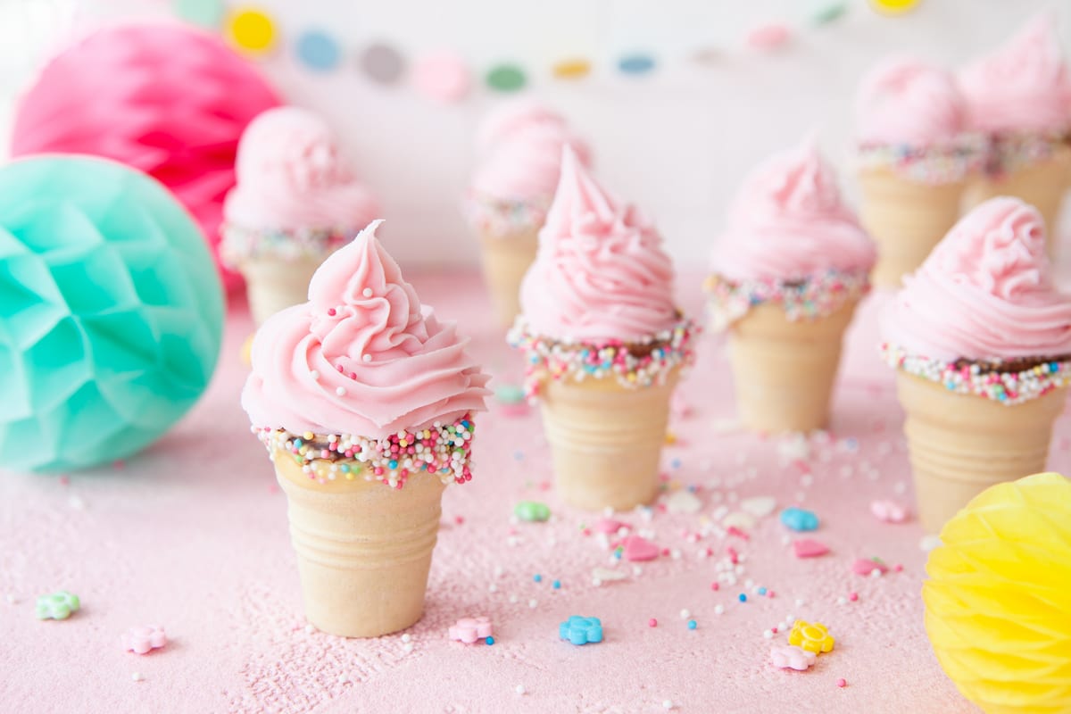 Hire soft serve machine — cute pink ice cream cones for party for parties and events in Johannesburg, Sandton and Randburg