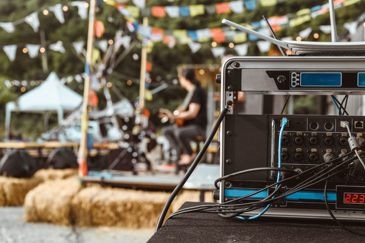 Hire sound system — close up on the back of the sound control panel at for parties and events in Johannesburg, Sandton and Randburg