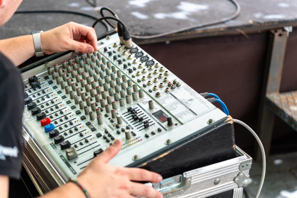 Hire sound system — sound engineer working with a professional sound c for parties and events in Johannesburg, Sandton and Randburg